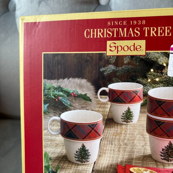 Spode Christmas Tree Tartan Stacking Mugs Set of 4 NEW WITH BOX - Picture 4 of 7